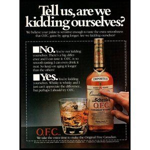 1984 Schenley O.F.C. Canadian Whisky Vintage Print Ad On the Rocks Bar Wall Art